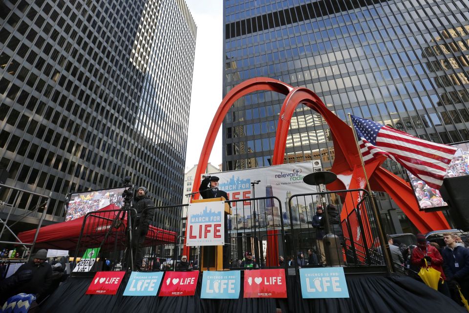 Chicago Cardinal Blase J. Cupich speaks during a rally at the start of the annual March for Life Chicago Jan. 13, 2019. (CNS photo/Karen Callaway, Chicago Catholic)