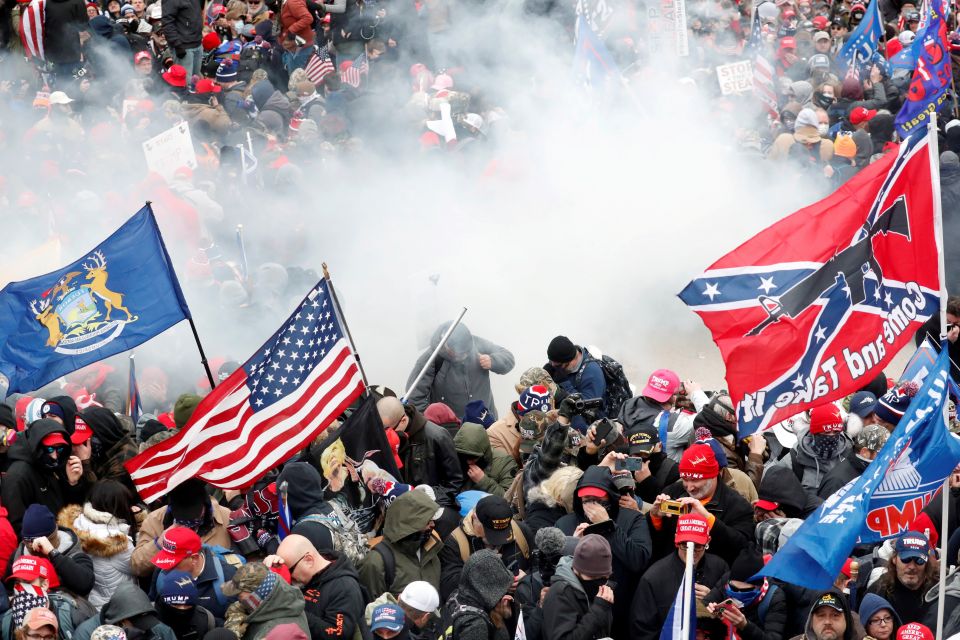 Tear gas is released into a crowd of demonstrators protesting the 2020 election results at the U.S. Capitol in Washington Jan. 6, 2021. (CNS photo/Shannon Stapleton, Reuters)