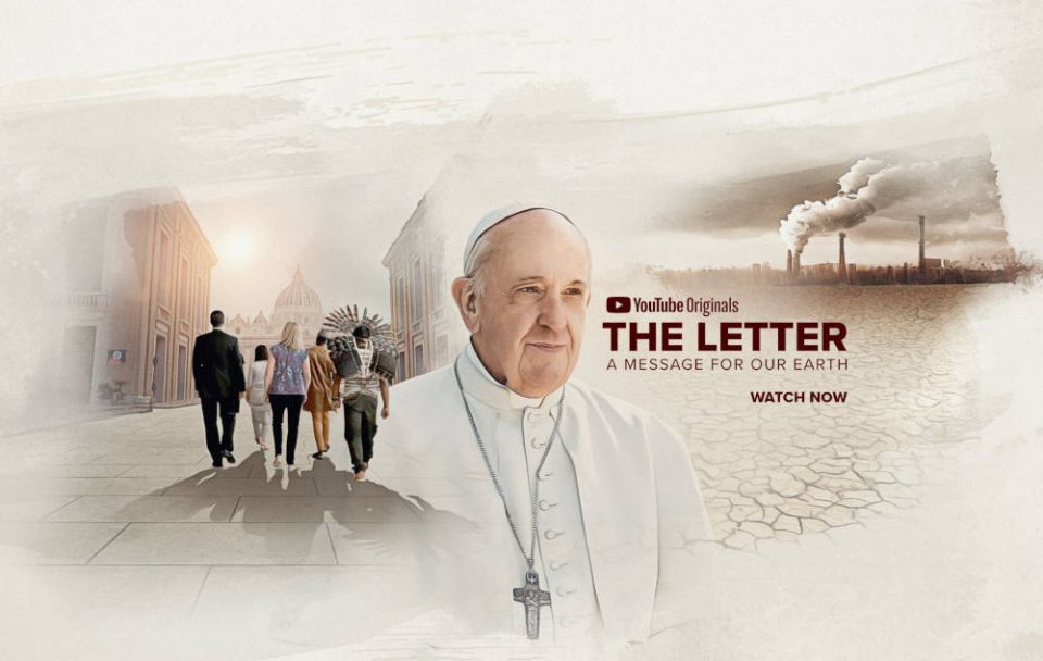 Pope Francis and global activists are pictured in a banner for the new YouTube Originals film on the pope's encyclical, "Laudato Si', on Care for Our Common Home." (CNS photo/YouTube Originals)