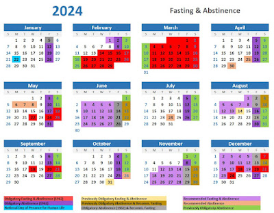 2024 Traditional Catholic Fasting and Abstinence Calendar